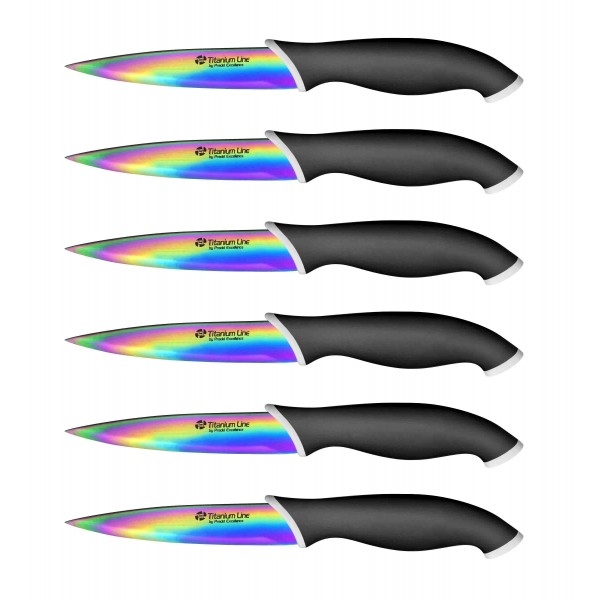6 couteaux de table Laguiole lame revêtement titane 