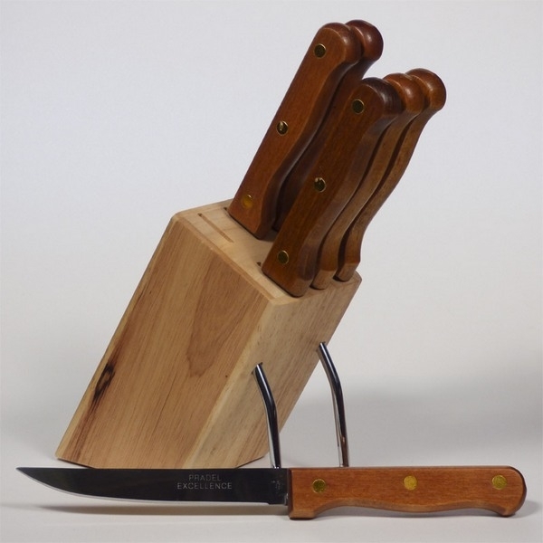 Pradel excellence planche en bois avec 5 couteaux de cuisine, un